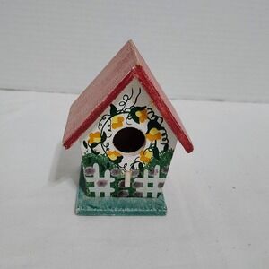 Hand Painted Miniature Birdhouse Cottage Whimsical Garden Decor